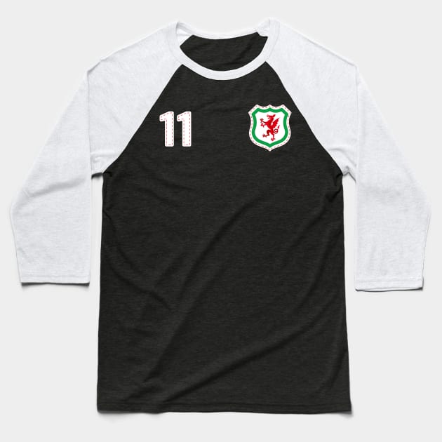 Wales Cymru Football Supporters Heritage Home Crest Number 11 Baseball T-Shirt by Culture-Factory